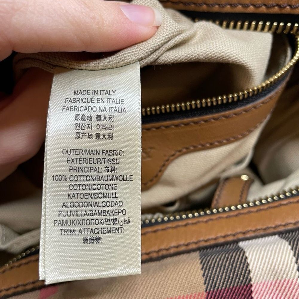 Burberry Nova Check Baby Bag Oversized Travel Duffle Purse Canvas Leather - Picture 11 of 16